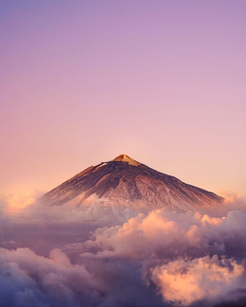 photo of mountain during dawn